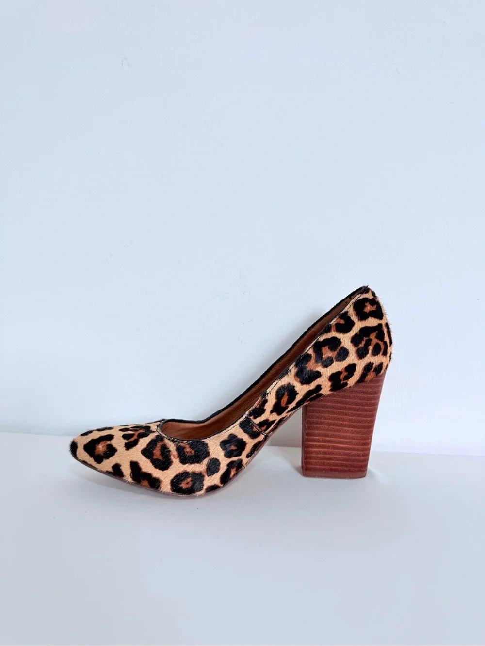 DSW Crown Vintage Leopard Print Block Heel Pumps - Tan Brown & Black